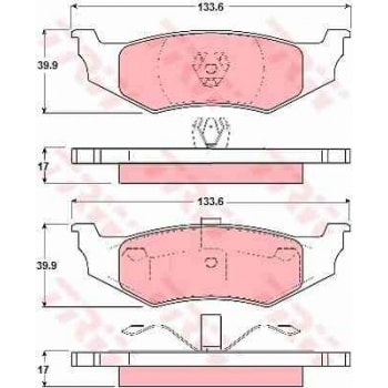 ARKA FREN BALATASI CHRYSLER 300 M 98>04 CIRRUS 94>00 CONCORDE 97>03 NEON 94>06 PT CRUISER 01>10 SEBR - TRW GDB1234