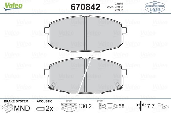 FREN BALATASI ON HYUNDAI I30 07-12 KIA CEED 07-12 CARENS 02-06 (130*58*18) - VALEO 670842