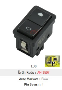 Unıversal Cam Anahtarı>e38 Cam Anah. Siyah İnce Kare Soket   >>61318352148 - Mcar-An3507