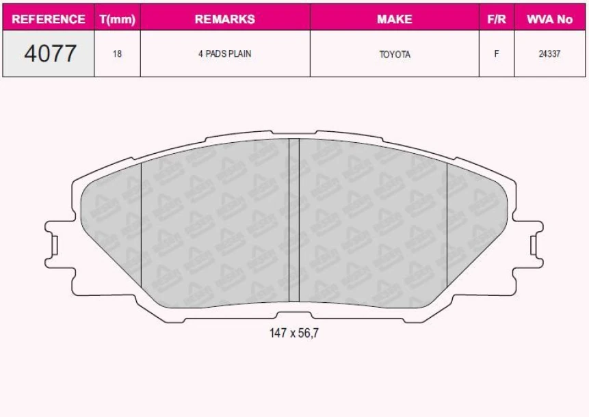 Toyota On Fren Balatası Toyota Rav 4 06-11 Corolla  Aurıs 1.33 1.4 1.6 2006-> - Beser 4077
