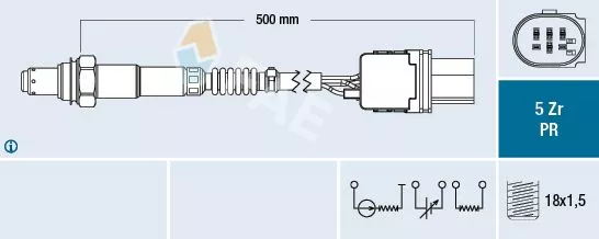 OKSIJEN SENSORU LAMBDA SONDASI (5 KUTUPLU 490mm) AUDI A4 / A4Q A5 A6 / A6Q Q5 EXEO 08>16 - FAE 75078