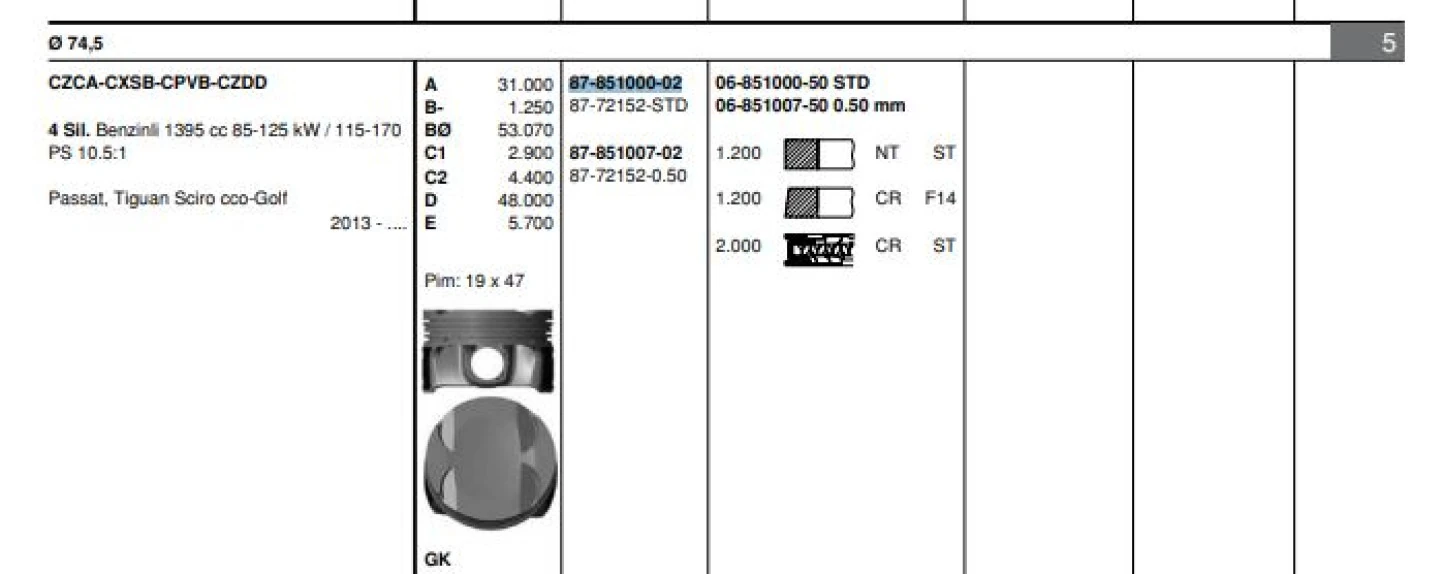 Opel Piston+segman - 77.6 MM - Fm 87-71677 Std