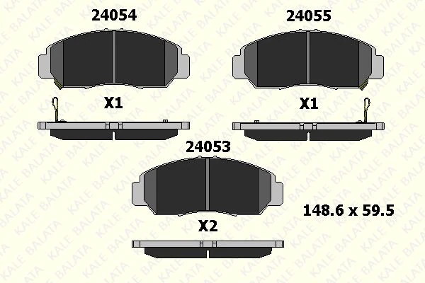Honda On Fren Balatası Honda CIVIC 1.4-1.6-1.8 Hb-Sedan 2006-> CIVIC (fb7) 2012->  Honda Frv 2006-> - Kale B 24053 170 05 Ans