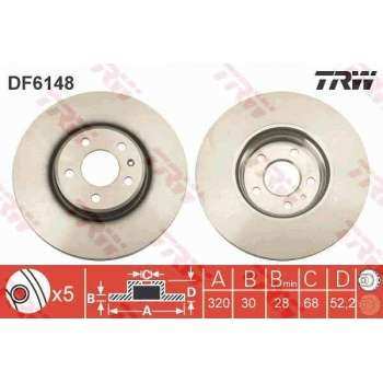 ON FREN DISK A4 07>15 A5 07>15 A6 11> A7 10> Q5 08> HAVALI 320MM - TRW DF6148