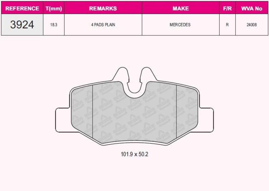 Mercedes Fren Balatası Arka Viano W639 03> Vito W639 03> - Grap 93924