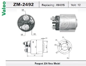 Unıversal Marş Otomatiği-Vt-12v-R.clio-Kangoo/peu.206  3d 2dkk Tek Civata-438192 - Zm-2492