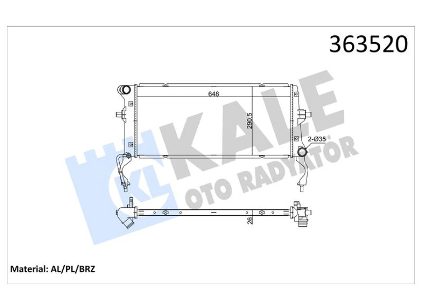 Hyundaı Motor Su Radyatoru Hyundaı İ30 ; Elantra VI 1.6crdi 16=> (mt) [brazıng] [648x290.5x26] - Kale 363520