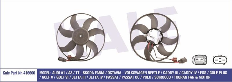 FAN MOTORU (BUYUK OLAN 220W 360mm) CADDY 04>11>15> GOLF V VI 04>07>11> JETTA 06>11 POLO 10>14 PASSAT - KALE 416600