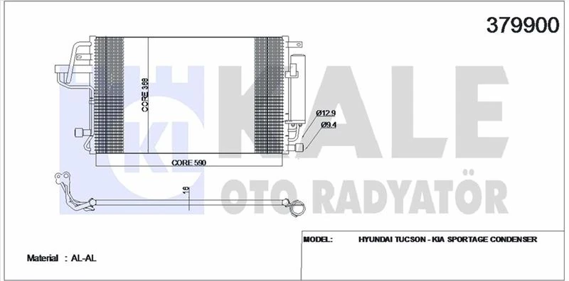 Hyundaı Klima Radyatoru (kondanser) Hyundaı Tucson 2.0 Crdi 2004-> Kia Sportage 2.0 Crdi 2004->  (635×375×16 - Kale 379900