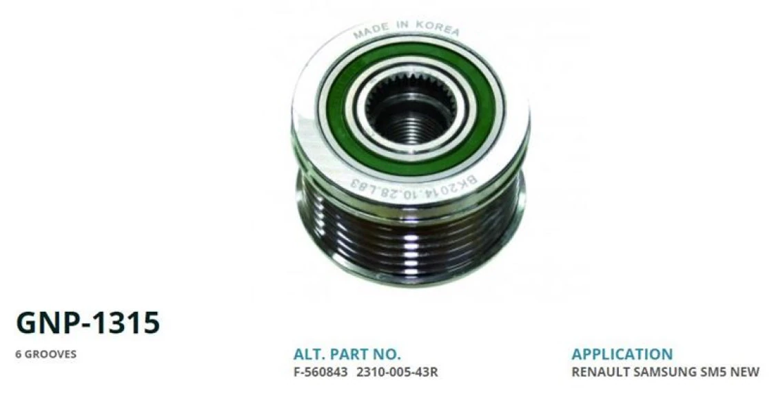 Renault Alternator Kasnagı Master II 06> Trafıc II 06> Megane II 04> Laguna II 01>07 19. DCI 2.0 DCI 2.5 DCI - Genon Gnp-1315