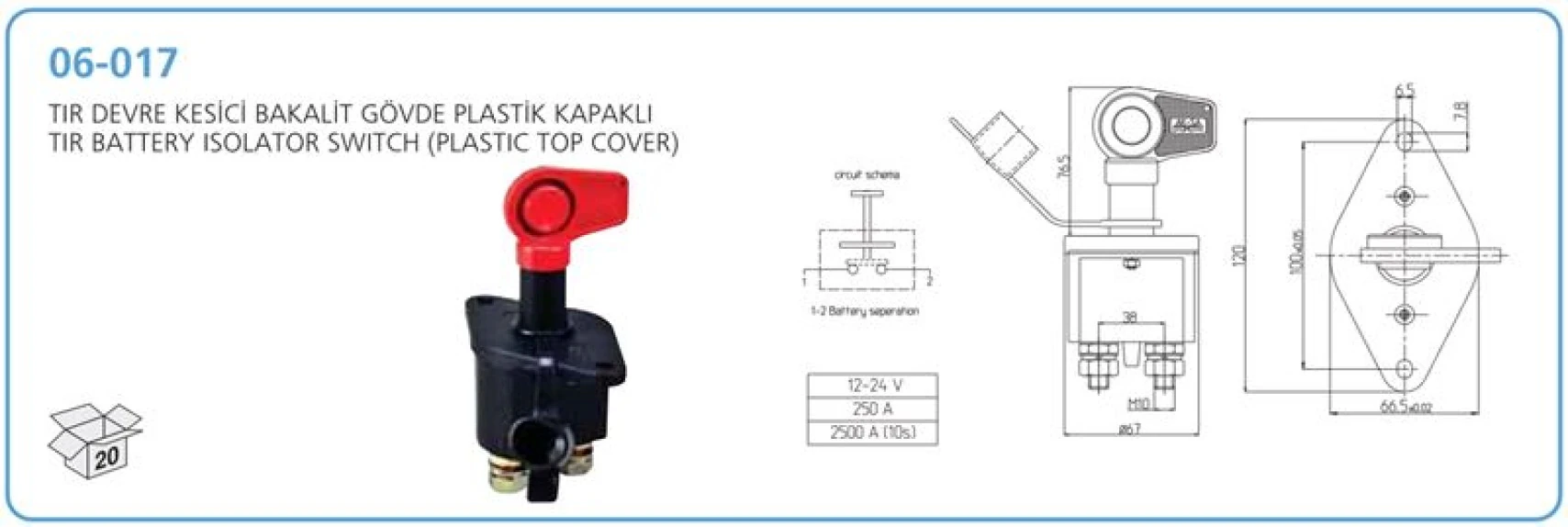 Unıversal Truck Devre Kesici Plastık İsiya Dayanıklı Tir Ym - Aksa 06-017
