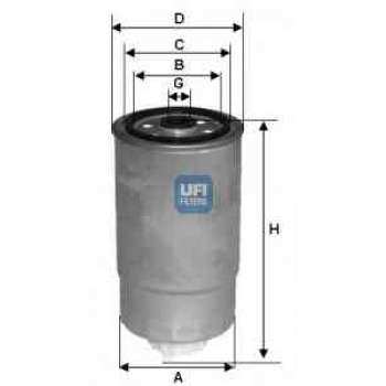 MAZOT FILTRESI PUNTO II 1,9TD / 1,9JTD 80 / 86HP SORENTO 2,5CRDI 02> BOXER II JUMPER II DW10TD 2,8HD - UFI 24.351.01