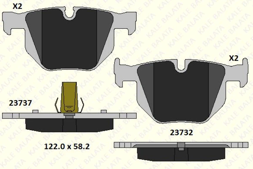 Bmw Arka Fren Balatası Bmw E60 E61 E63 - Kale B 23732 173 05 Msh