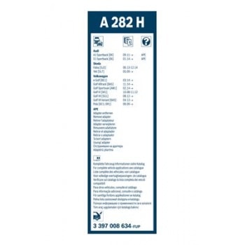 SILECEK SUPURGESI ARKA 280mm AEROTWIN A1 SPORTBACK 2011> YETI 2009> VW GOLF CITY 2007 2010 GOLF - BOSCH 3397008634