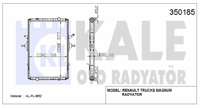 MOTOR SU RADYATORU RENAULT TRUCKS MAGNUM E,TECH (CERCEVELI) / (MT) 2000 SONRASI - KALE 350185