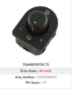 Unıversal Can Anahtarı>transporter T5 - Caravelle Ayna Ayar - Katlanır - Yeşil Soket - Mcar-An442b