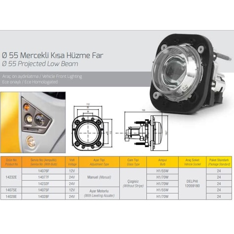 FAR 12V Q55 KARSAN TEMSA PRESTIJ 10 - FARBA 14232D