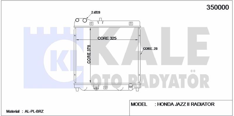 MOTOR SU RADYATORU HONDA JAZZ 2002-2008 MANUEL VITES (328X378X26) - KALE 350000