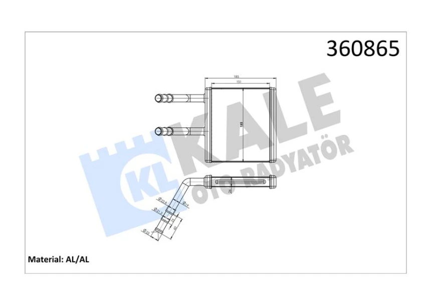 Ssangyong Kalorıfer Radyatoru Ssangyong Actyon I ; Kyron 2.0xdi 05=> Borulu [brazıng Al/al] [151x193x26] - Kale 360865