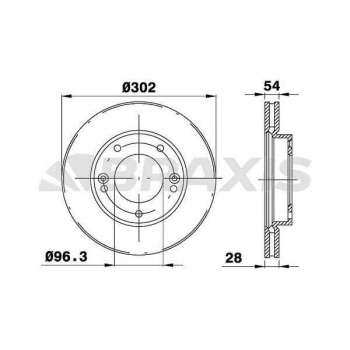 ON FREN DISK AYNASI HAVALI KIA SORENTO 2,5 CRDI 02> (302 X 28×26 X 96,3 X 54) - BRAXIS AE0367