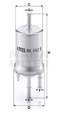 YAKIT FILTRESI (BENZIN) / (4 BAR) BORA CADDY III EOS GOLF V / VI / PLUS JETTA III / IV POLO TOURAN A - MANN WK69/2