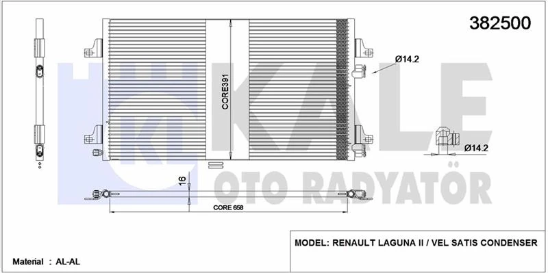 Renault Klima Radyatoru  Laguna II Vel Satıs (700×391×16) - Kale 382500