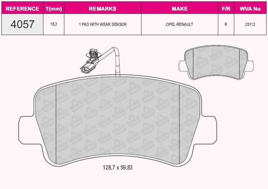 Renault Arka Fren Balatası Master III Movano B 2.3cdti 07 / 10> Tek Teker - Beser 4057