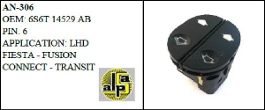 Unıversal Cam Anahtarı>ford Connect - Fiesta - Fusıon Sol Tek Sok. - 6 Pin   >>6s6t14529ab - Mcar-An306