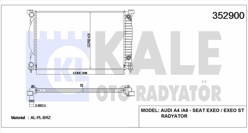 MOTOR RADYATORU AUDI A4 / Q 1,6 / 2,0 / 1,8T 01>09 EXEO 09>14 - KALE 352900