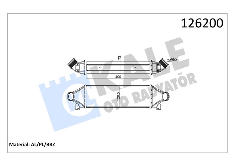 TURBO INTERKOLL RADYATORU TRANSIT V184 2,4TDCI 135PS / 140PS 01>06 V347 06>07 A,CEKER - KALE 020CAC030
