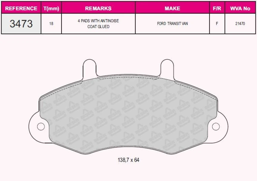 Ford On Fren Balatası Transıt T12 91>00 - Grap 93473