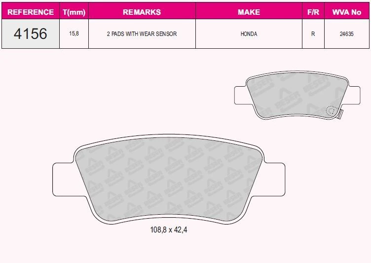 Honda Arka Fren Balatası Honda Cr-V 2.0 I-Vtec 07>12 / Cr-V 1.6 I-Dtec 12> - Grap 94156