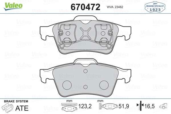 ARKA FREN BALATASI NISSAN PRIMERA P12 03> 10 LAGUNA II LATITUDE 11>13 2,0 DCI CONNECT 02> FOCUSII FO - VALEO 670472