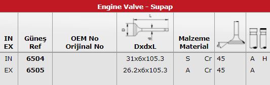 SUBAP TAKIMI SEPHIA 1,5 16V (IN 8 / EX 8) - GUNES 6504-6505