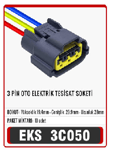 SOKET>3 PİN OTO ELEKTRİK TESİSAT - EKS-3C050