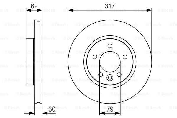 FREN DISKI ON DISCOVERY 3 05-09 DISCOVERY 4 10-16 2.7 V6 DIZEL RANGE ROVER SPORT 4.4 V8 PETROL 317MM - BOSCH 0986479287