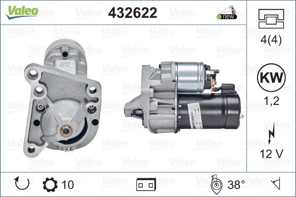MARS MOTORU 12V 10 DIS 1,1KW R19 MEGANE R9 YM LAGUNA CLIO I II 1.2 1.4 1.6 - VALEO 432622