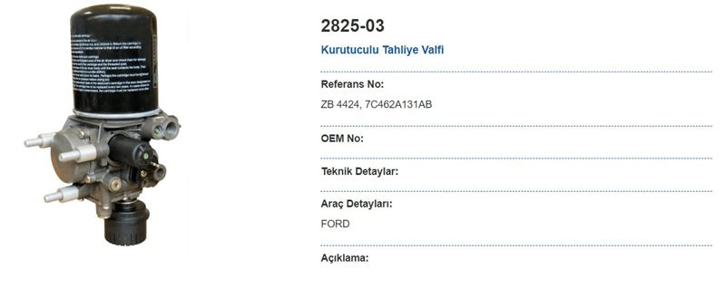 HAVA KURUTUCU KOMPLE - FORD CARGO / 1838 - 4136 (20 BAR) - MAY 2825-03