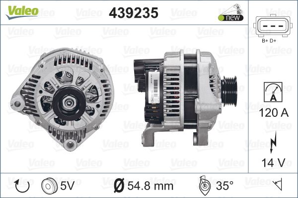 ALTERNATOR 12V 120A BMW E38 E39 E46  X5 M47 M57 - VALEO 439235