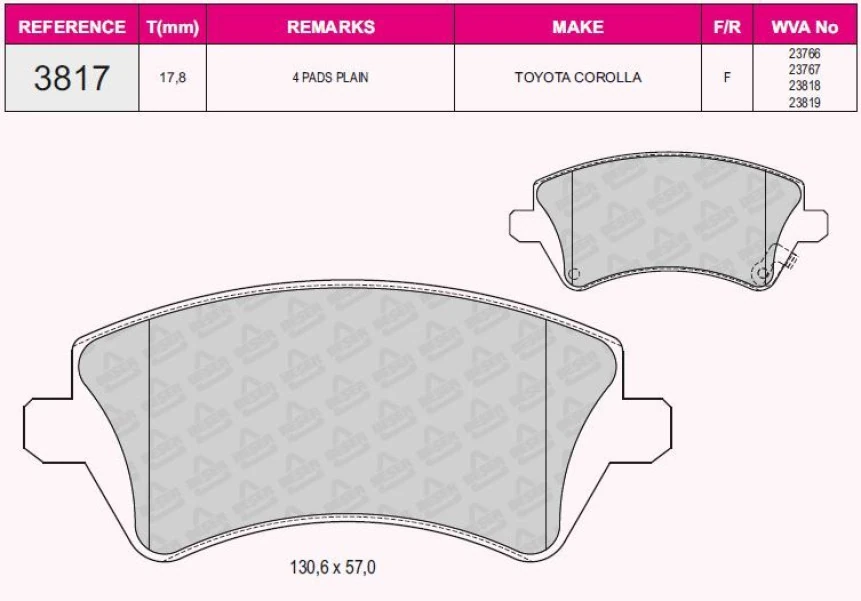 Toyota Fren Balatası On Toyota Corolla 2002-2007 Vvti - Grap 93817
