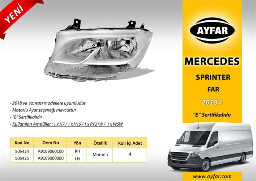 Mercedes Far Sol Mercedes Sprinter 907 910 18> - Ayfar 505425