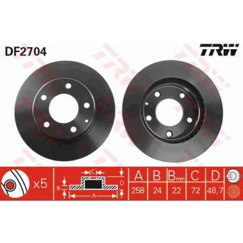 ON FREN AYNASI HAVALI MAZDA 626 FS 92>97 MX 6 92>97 285×5 - TRW DF2704