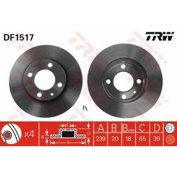 ON FREN AYNASI GOLF PASSAT JETTA I / II / III 1.6 / 1.6D / 1.6TD / 1.8 / 1.9 / 1.9TD 83>95 - TRW DF1517