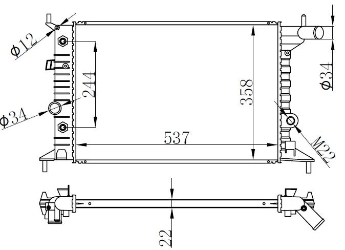 Opel Motor Radyatoru Vectra B Klimasız Otomatık (537x358x22) - Orıs Bop127022