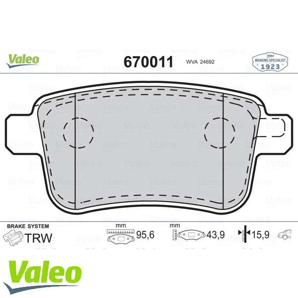 ARKA FREN BALATASI KANGOO III 08> MERCEDES CITAN 13>21 1.2 TCE 1.5 DCI 1.6 - VALEO 670011