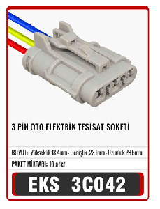 SOKET>3 PİN OTO ELEKTRİK TESİSAT - EKS-3C042