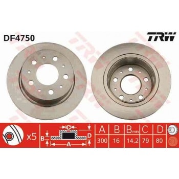 ARKA FREN DISK AYNASI DUCATO III BOXER III JUMPER III 2,2HDI (100BG 120BG) 3,0HDI 160 CAP:300MM KALI - TRW DF4750