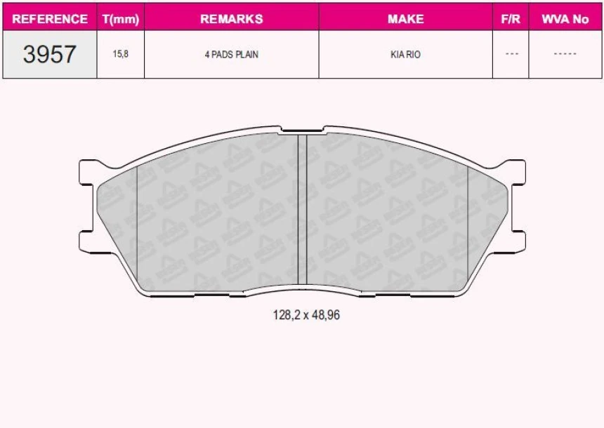Kia Fren Balatası Ön Rio 00>05 - Grap 93957