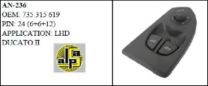 Unıversal Cam Anahtarı>fıat Ducato İi/peu.boxer II-Jumper II  Sol Ayna Kumandalı   >>735315619 An2790 - Mcar-An236