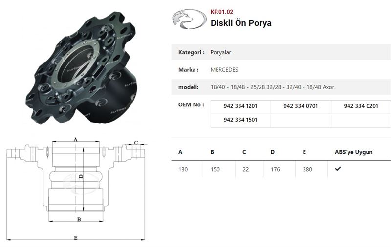 DINGIL PORYASI  ON TEKER DISKLI  MERCEDES AXOR  ACTROS EM 2528 / 1840 / 1848 / 3240 / - KURTSAN KP.01.02
